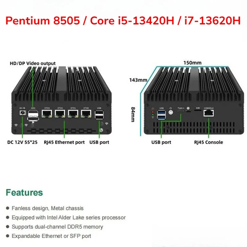 Mini PC Tanpa Kipas Pentium 85 - Pfsense Firewall Router 2.5G 4 I226 ulasan dan harga